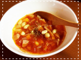 トマト缶でミネストローネ